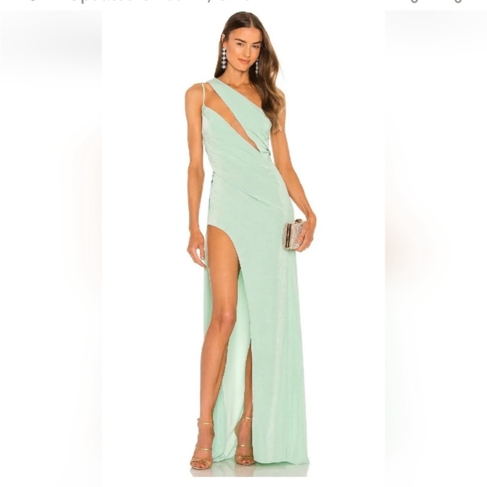 katie may x Revolve a cut above one shoulder seagreen prom wedding gown dress